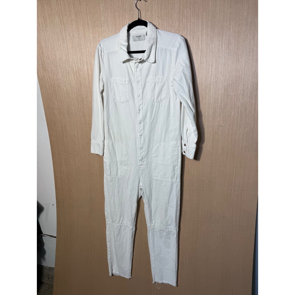 OneTeaspoon Womens White Cotton Long Sleeve Boiler Suit Jumpsuit Size XS Raw Hem